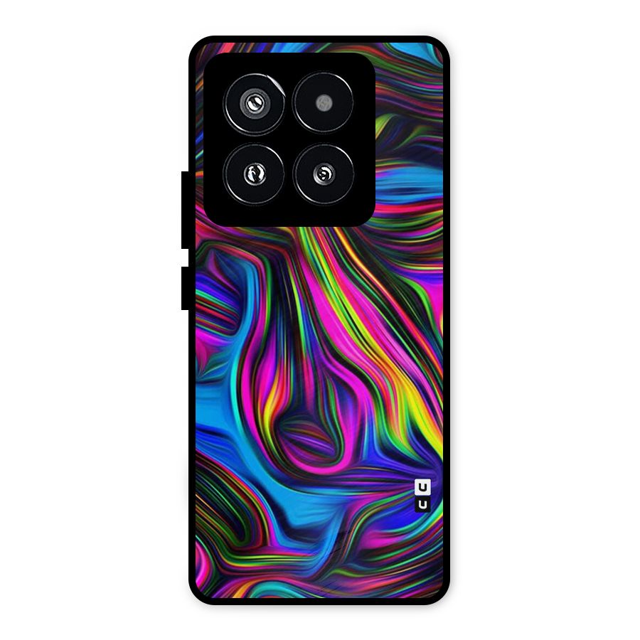 Dark Colorful Oil Abstract Metal Back Case for Xiaomi 14 Pro