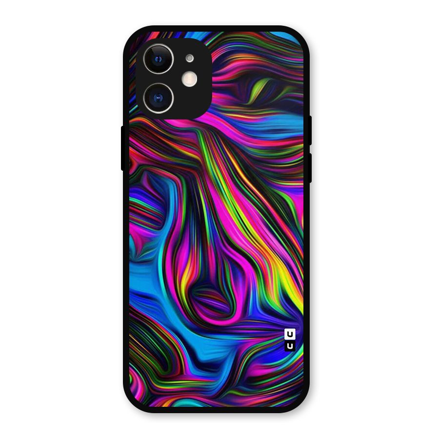 Dark Colorful Oil Abstract Metal Back Case for iPhone 12
