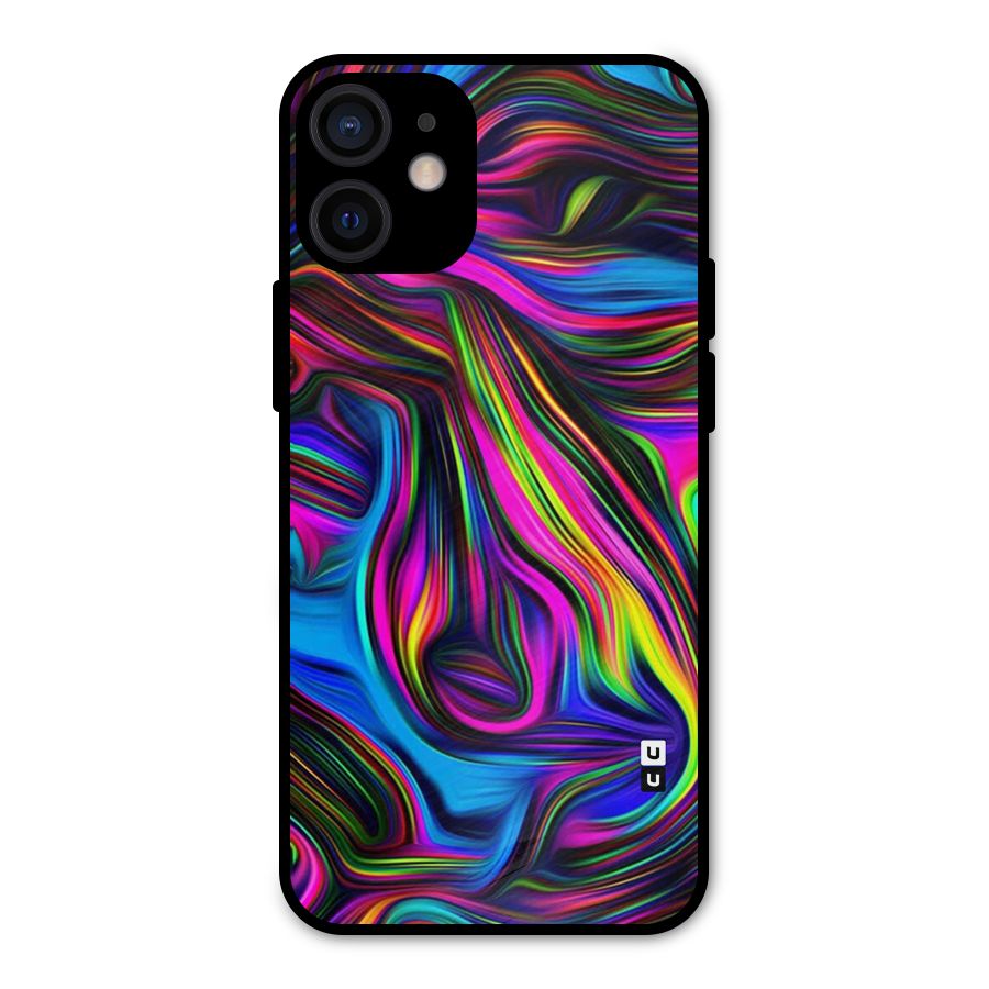 Dark Colorful Oil Abstract Metal Back Case for iPhone 12 Mini