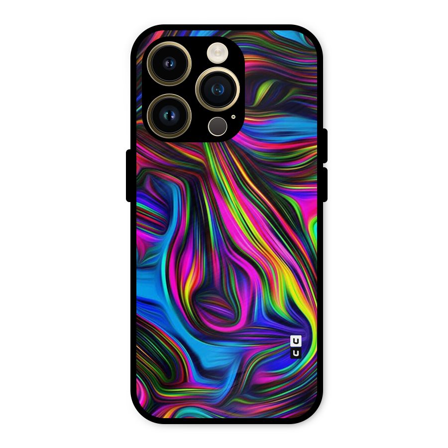 Dark Colorful Oil Abstract Metal Back Case for iPhone 14 Pro