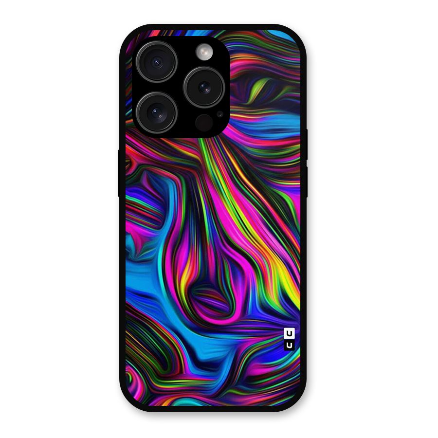 Dark Colorful Oil Abstract Metal Back Case for iPhone 15 Pro