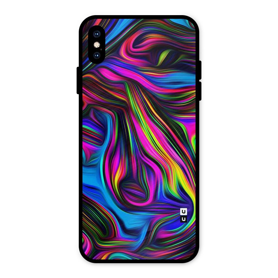 Dark Colorful Oil Abstract Metal Back Case for iPhone XS Max