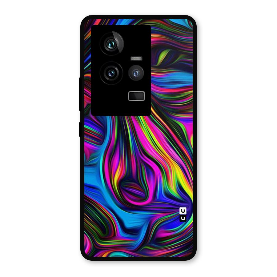Dark Colorful Oil Abstract Metal Back Case for iQOO 11 5G