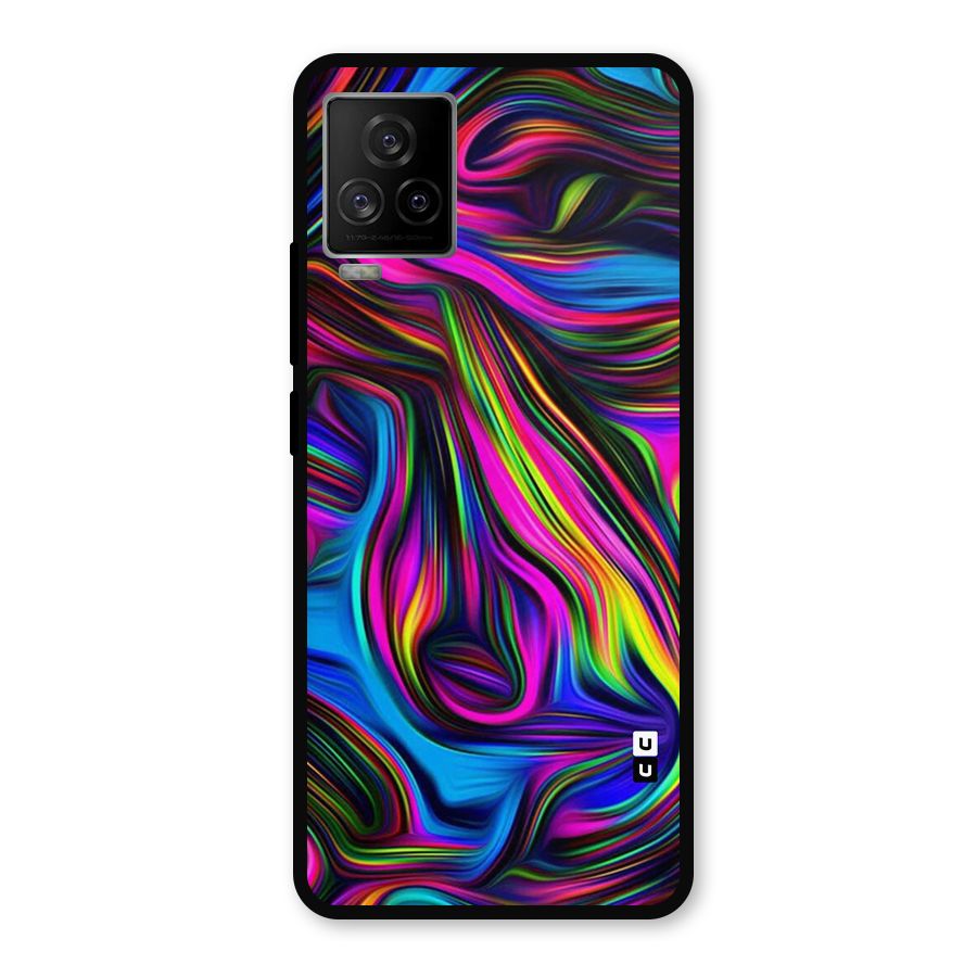Dark Colorful Oil Abstract Metal Back Case for iQOO 7 Legend 5G