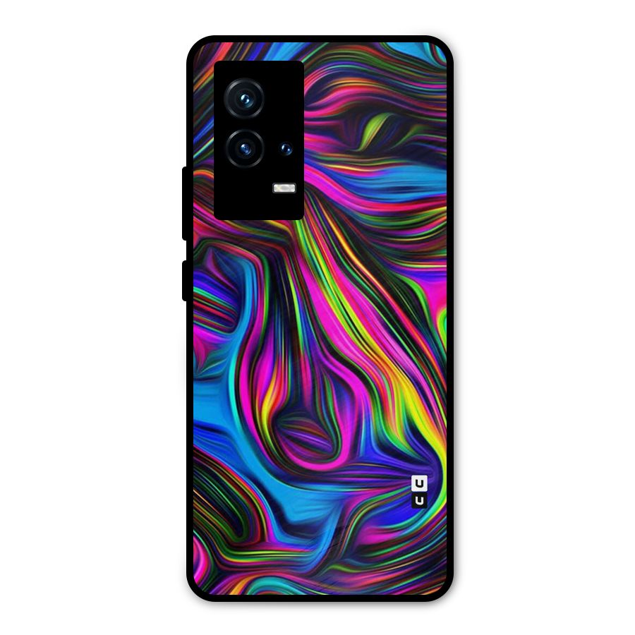 Dark Colorful Oil Abstract Metal Back Case for iQOO 9 5G