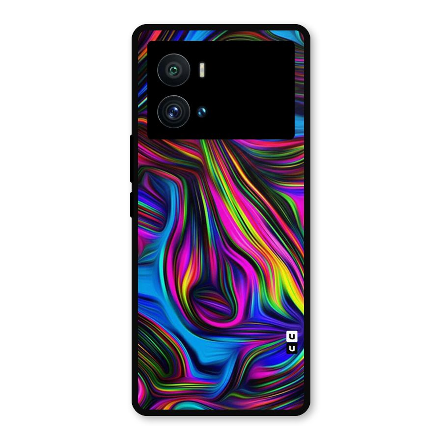 Dark Colorful Oil Abstract Metal Back Case for iQOO 9 Pro