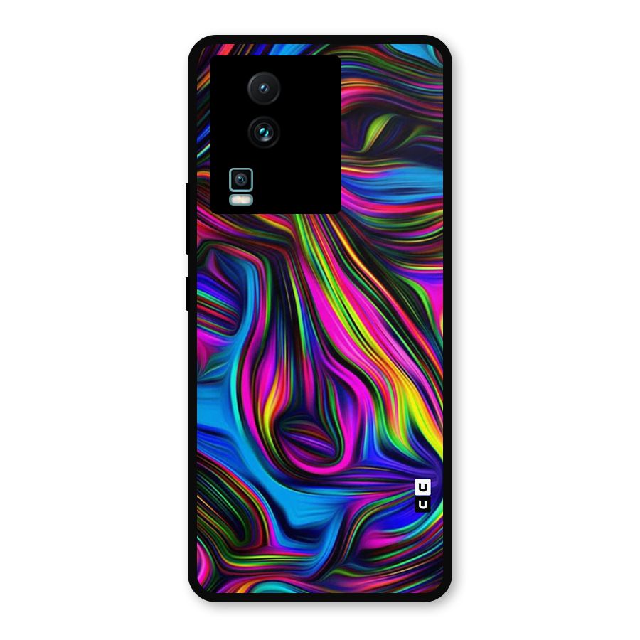 Dark Colorful Oil Abstract Metal Back Case for iQOO Neo 7
