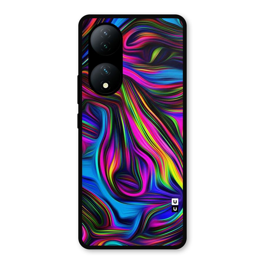 Dark Colorful Oil Abstract Metal Back Case for iQOO Z7