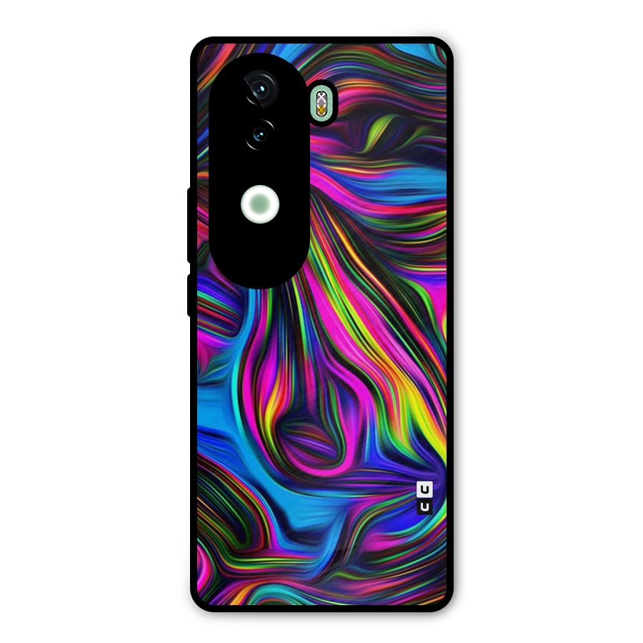 Dark Colorful Oil Abstract Metal Back Case for iQOO Z9s