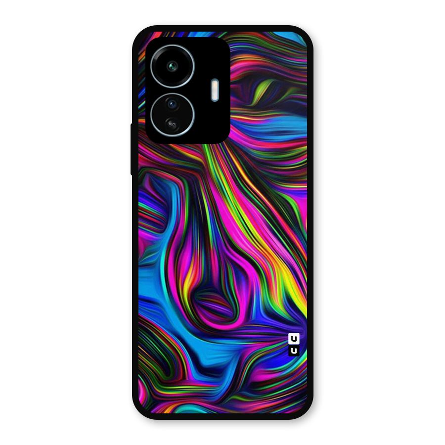 Dark Colorful Oil Abstract Metal Back Case for vivo iQOO Z6 Lite 5G
