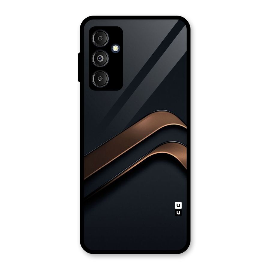 Dark Gold Stripes Glass Back Case for Galaxy M14 5G