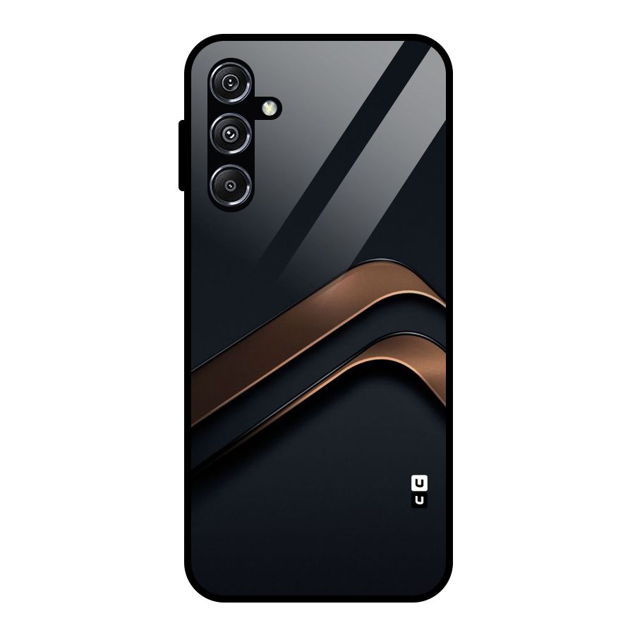Dark Gold Stripes Glass Back Case for Galaxy M34 5G