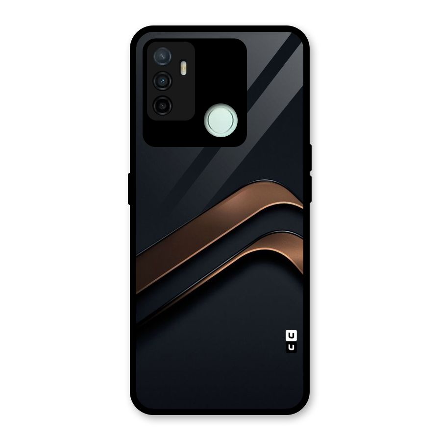 Dark Gold Stripes Glass Back Case for Oppo A53