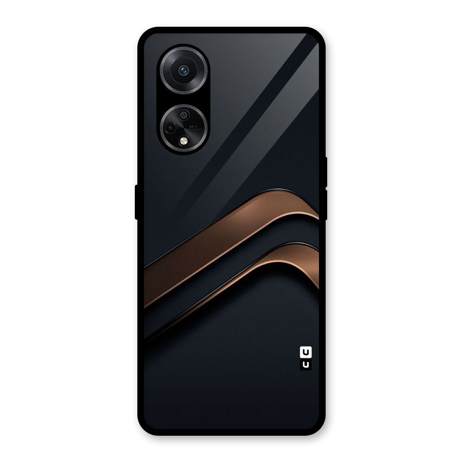 Dark Gold Stripes Glass Back Case for Oppo F23