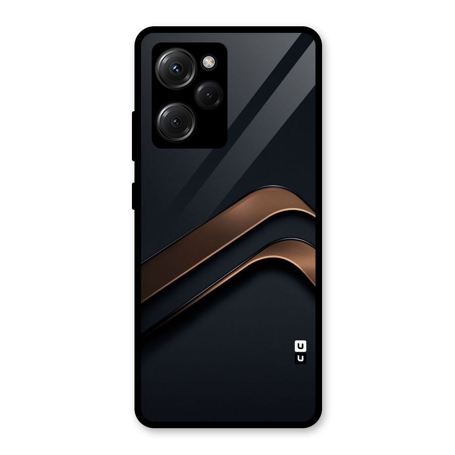 Dark Gold Stripes Glass Back Case for Poco X5 Pro