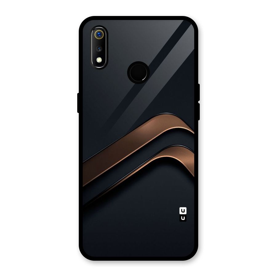 Dark Gold Stripes Glass Back Case for Realme 3i