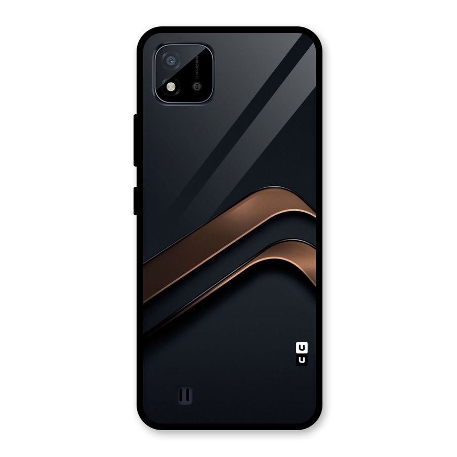 Dark Gold Stripes Glass Back Case for Realme C11 2021
