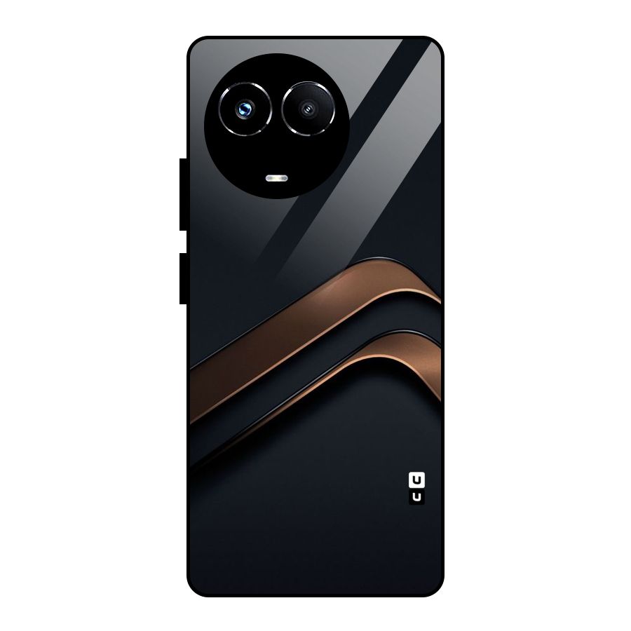 Dark Gold Stripes Glass Back Case for Realme Narzo 60X