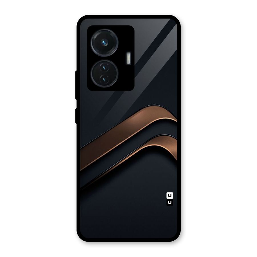 Dark Gold Stripes Glass Back Case for Vivo T1 44W
