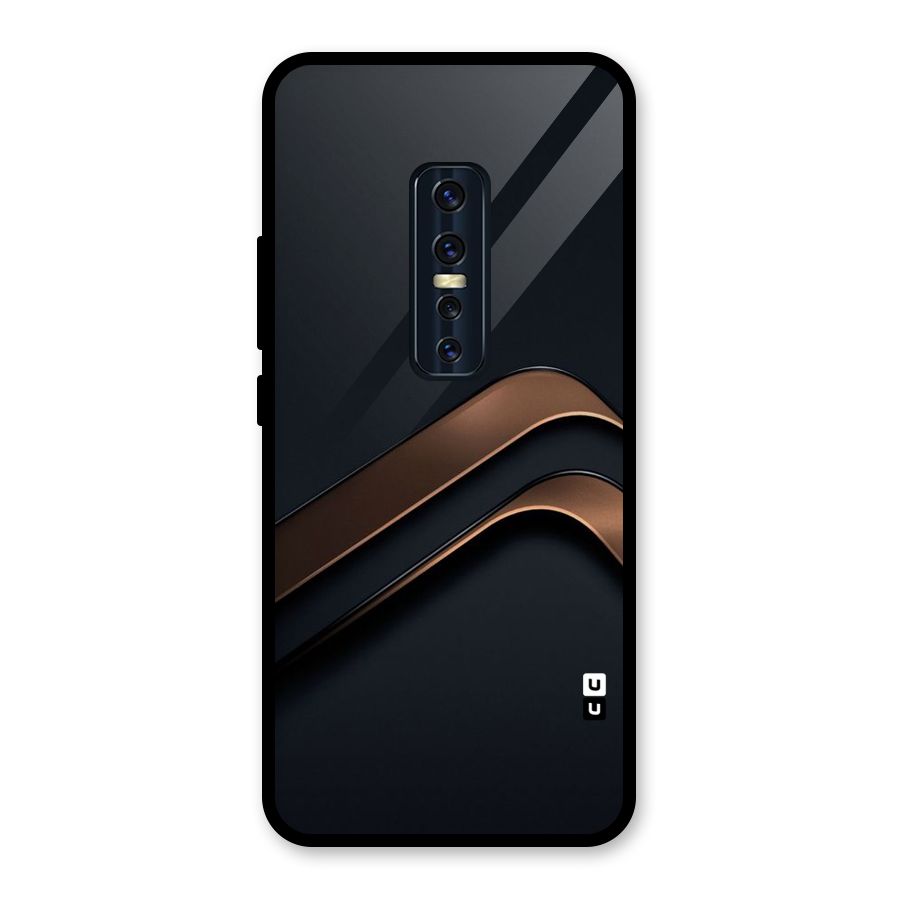 Dark Gold Stripes Glass Back Case for Vivo V17 Pro