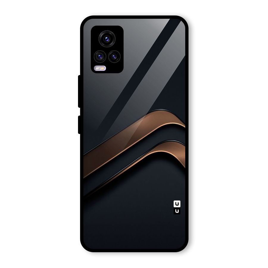 Dark Gold Stripes Glass Back Case for Vivo V20 2021