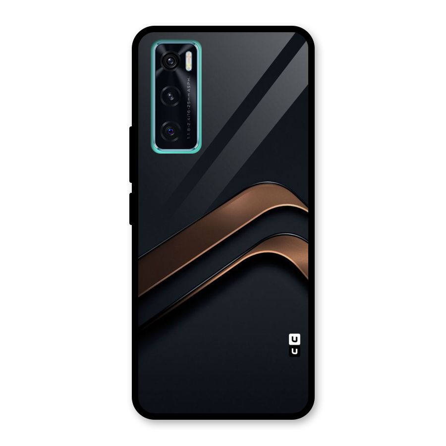 Dark Gold Stripes Glass Back Case for Vivo V20 SE
