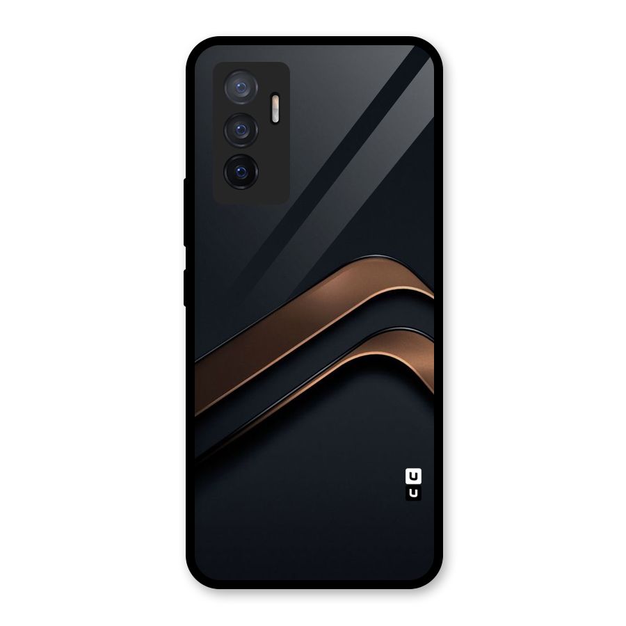 Dark Gold Stripes Glass Back Case for Vivo V23e