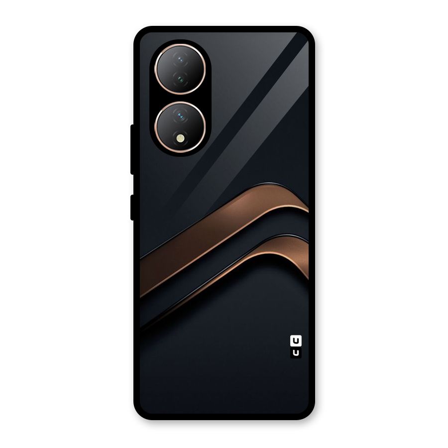 Dark Gold Stripes Glass Back Case for Vivo Y100