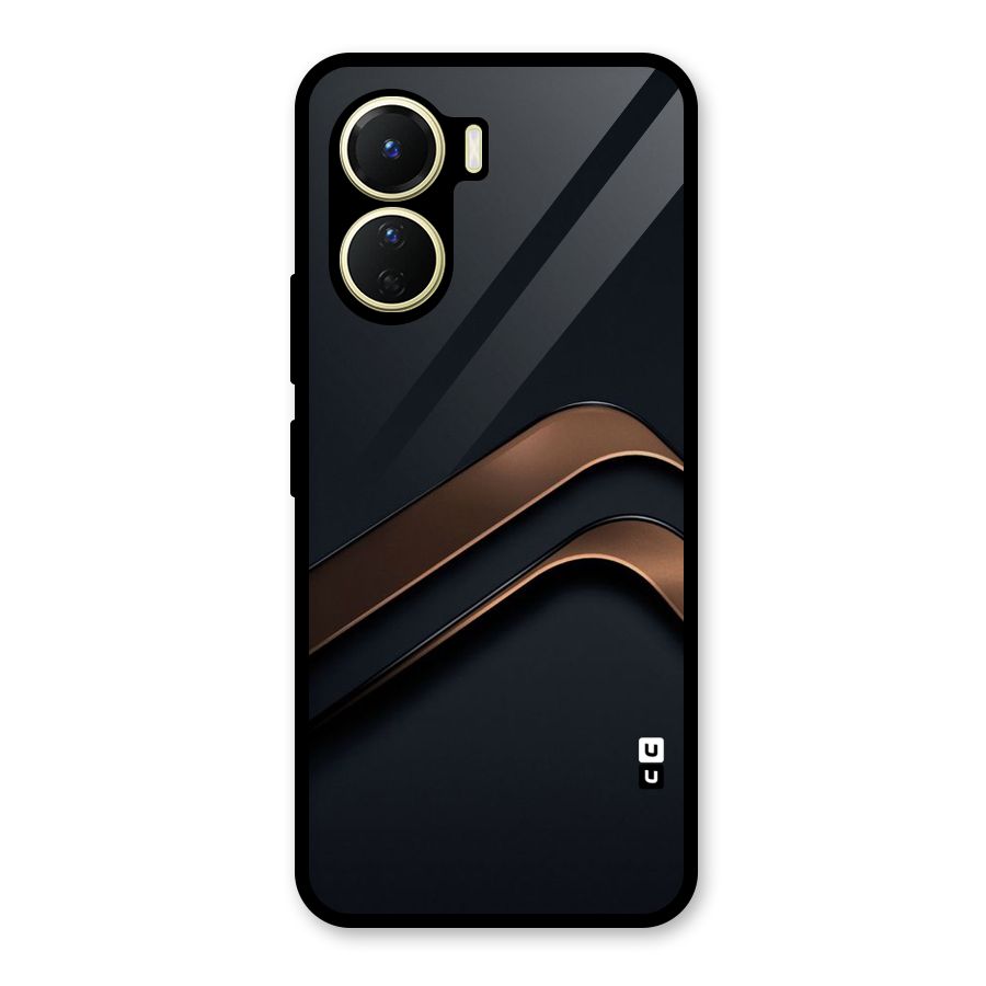 Dark Gold Stripes Glass Back Case for Vivo Y16