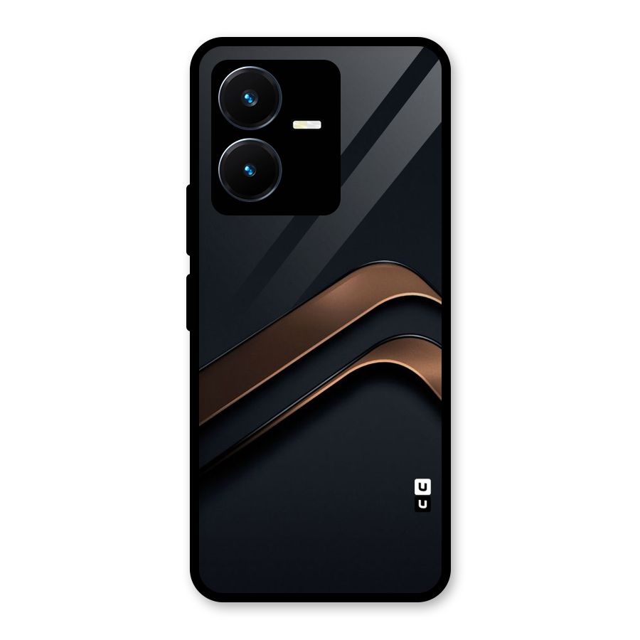 Dark Gold Stripes Glass Back Case for Vivo Y22s