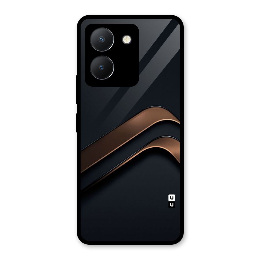 Dark Gold Stripes Glass Back Case for Vivo Y36