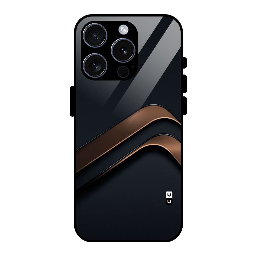 Dark Gold Stripes Glass Back Case for iPhone 15 Pro