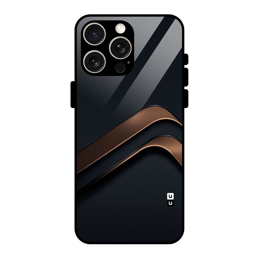 Dark Gold Stripes Glass Back Case for iPhone 15 Pro Max