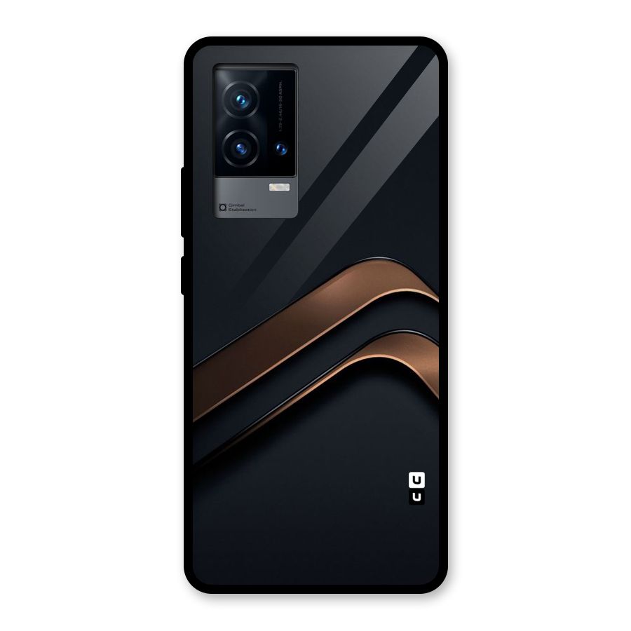 Dark Gold Stripes Glass Back Case for iQOO 9 5G