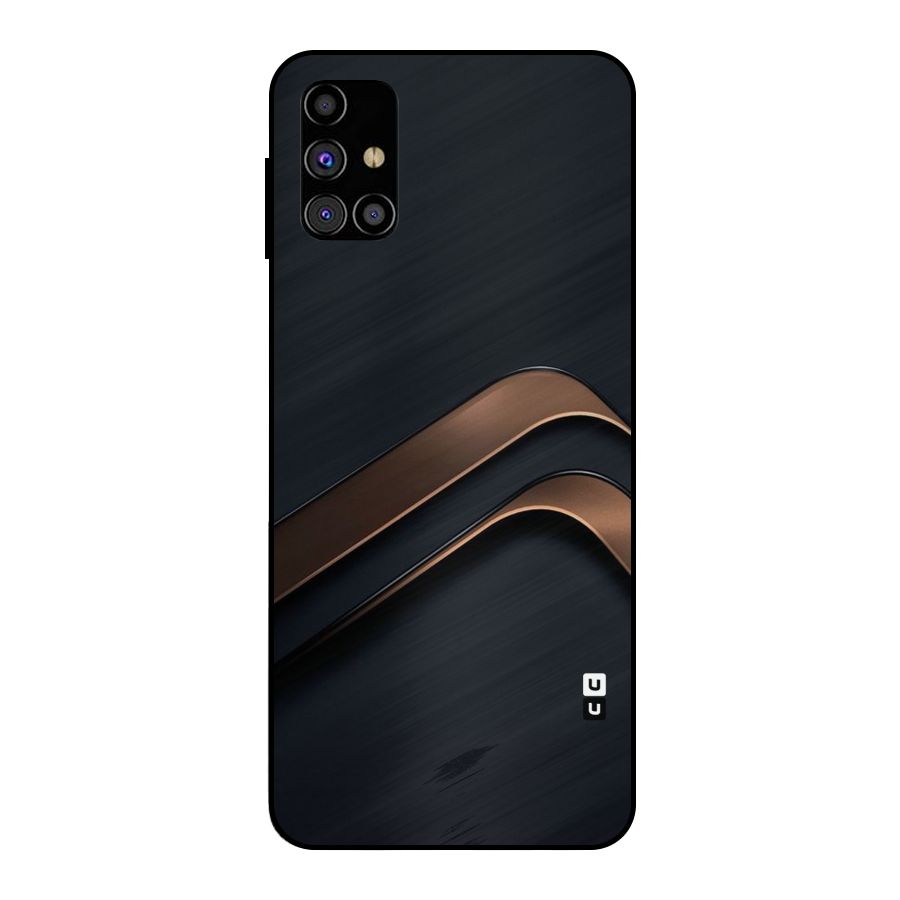 Dark Gold Stripes Metal Back Case for Galaxy M31s