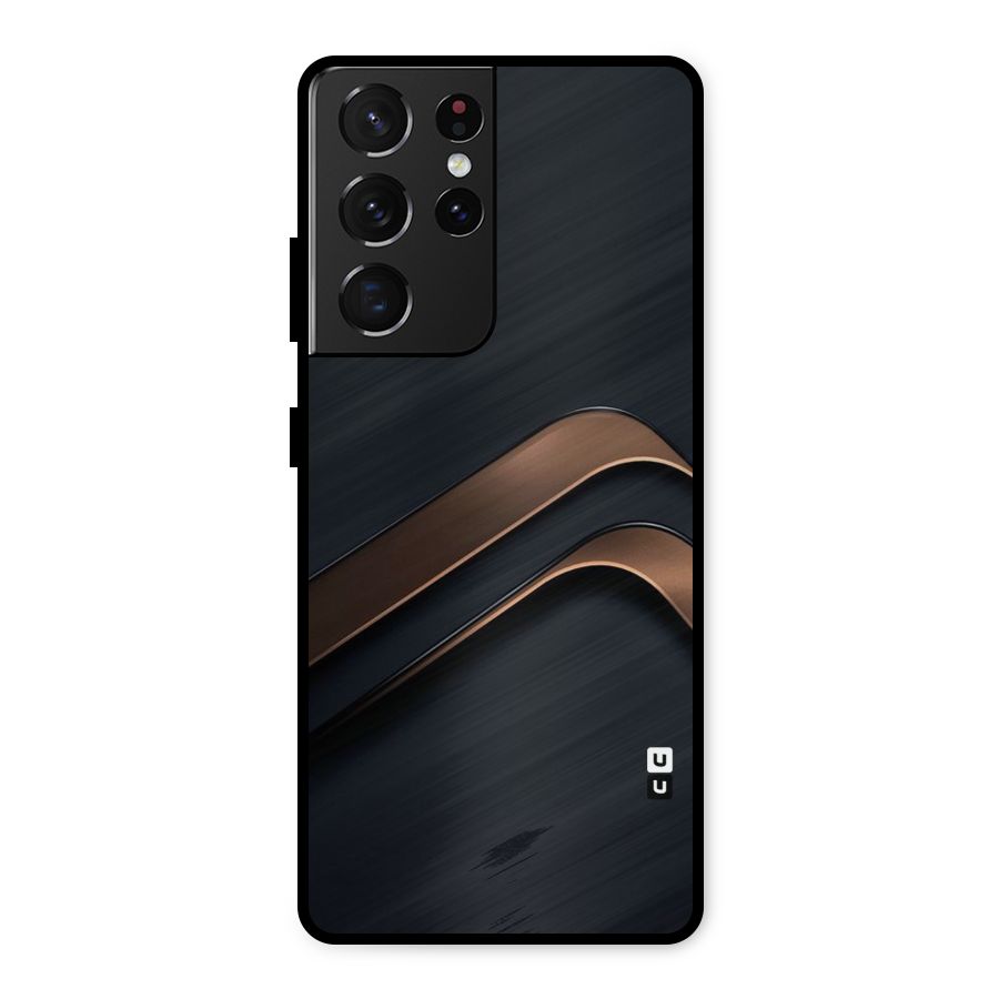 Dark Gold Stripes Metal Back Case for Galaxy S21 Ultra 5G