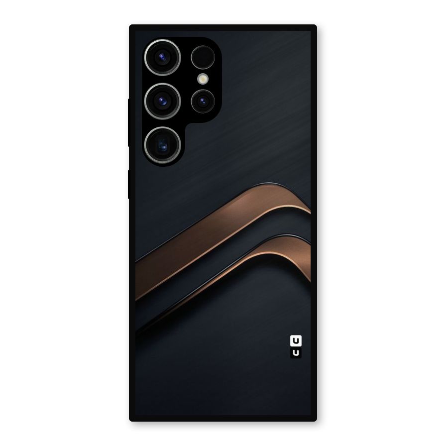 Dark Gold Stripes Metal Back Case for Galaxy S23 Ultra