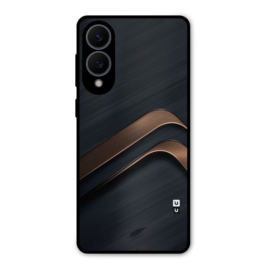Dark Gold Stripes Metal Back Case for Galaxy S25 Edge