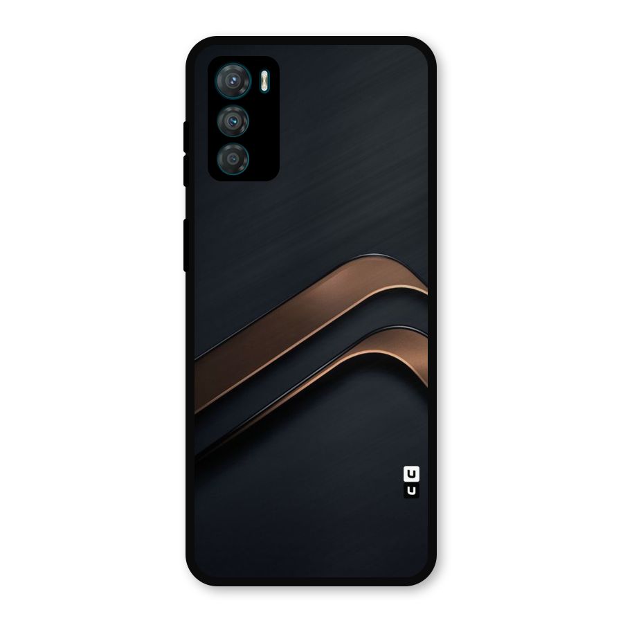 Dark Gold Stripes Metal Back Case for Moto G42
