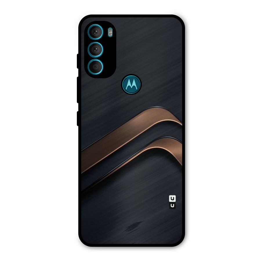 Dark Gold Stripes Metal Back Case for Moto G71 5G