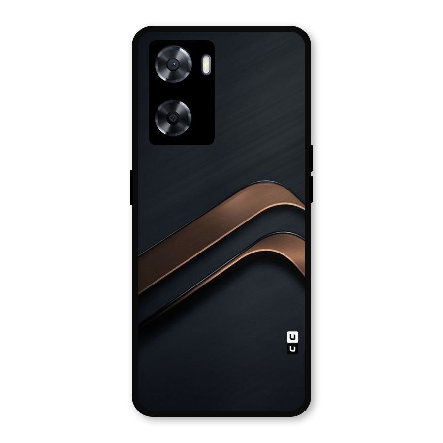 Dark Gold Stripes Metal Back Case for Oppo A57 2022