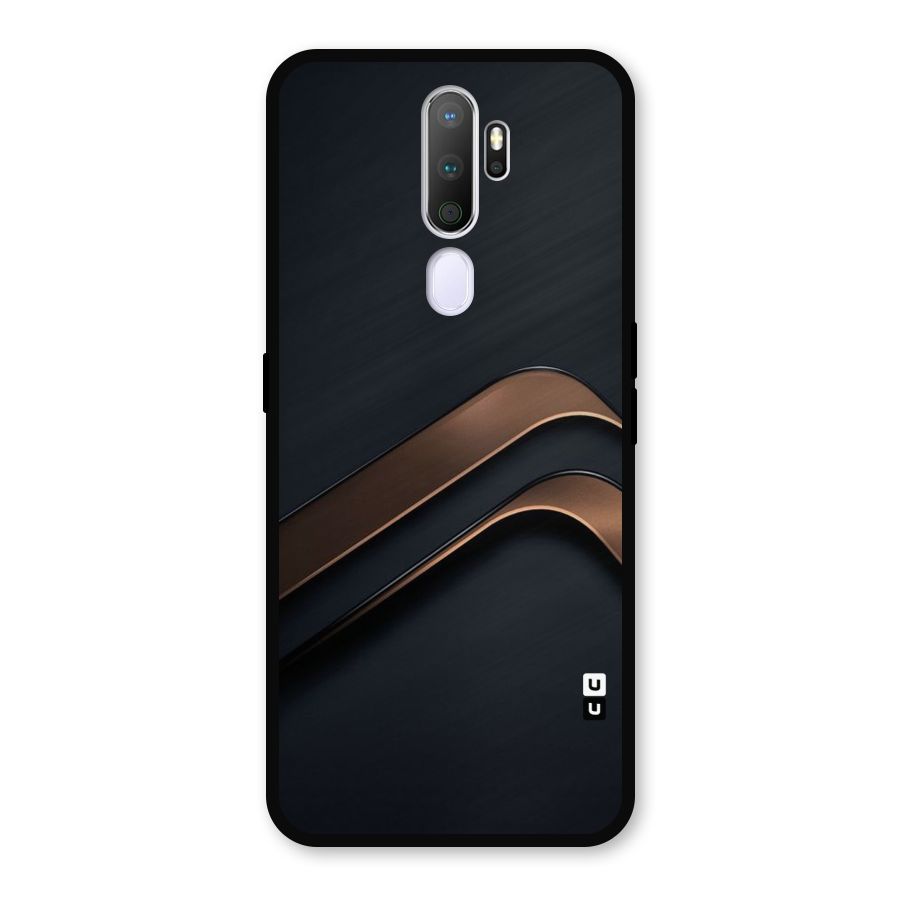Dark Gold Stripes Metal Back Case for Oppo A5 (2020)