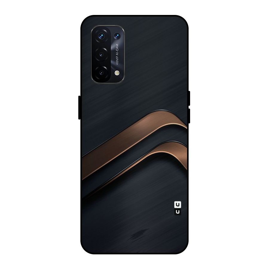 Dark Gold Stripes Metal Back Case for Oppo A74 5G