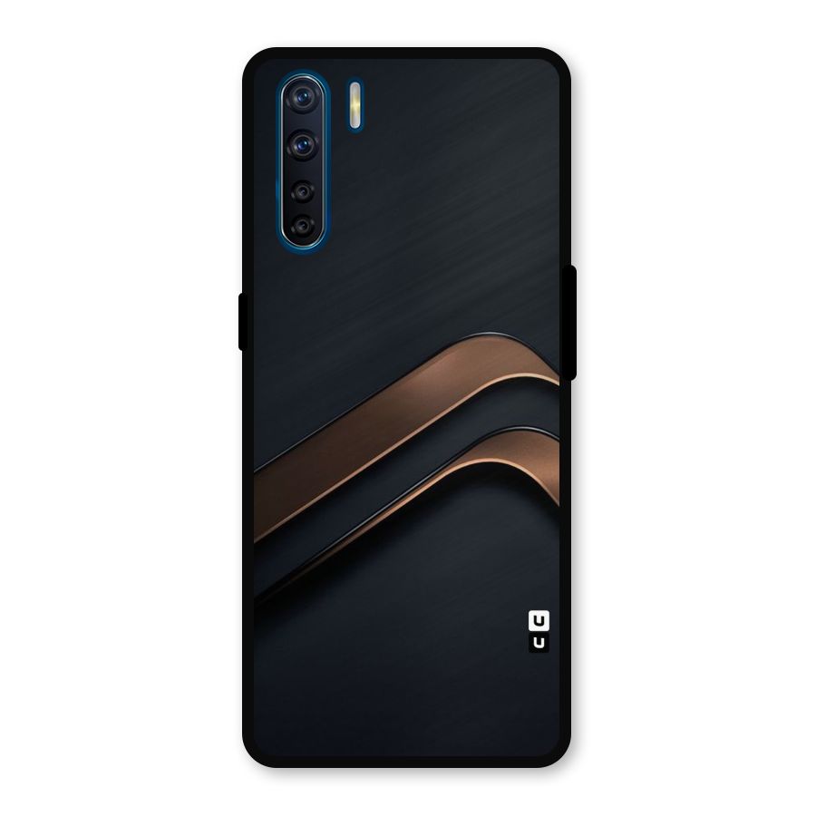 Dark Gold Stripes Metal Back Case for Oppo F15
