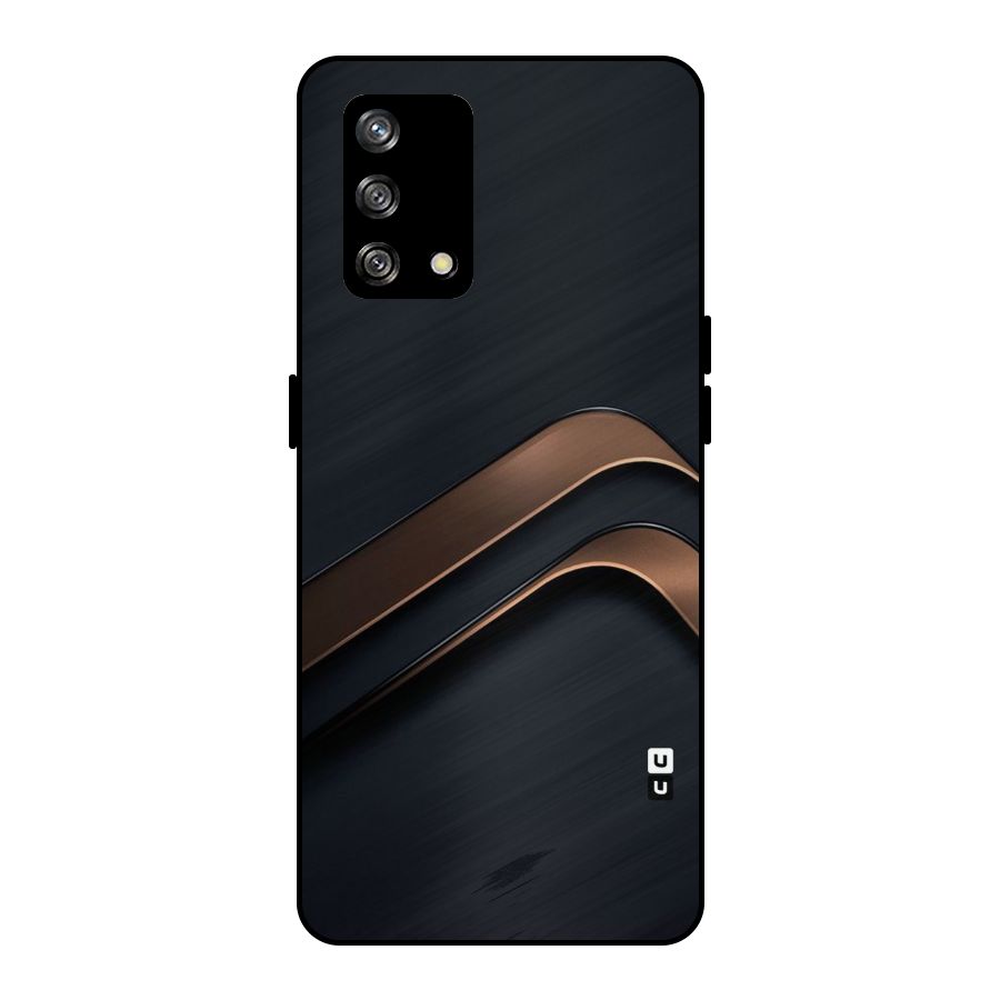 Dark Gold Stripes Metal Back Case for Oppo F19