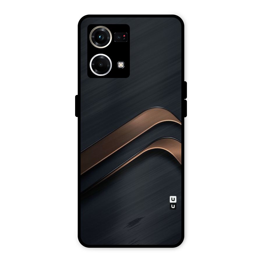 Dark Gold Stripes Metal Back Case for Oppo F21 Pro 4G