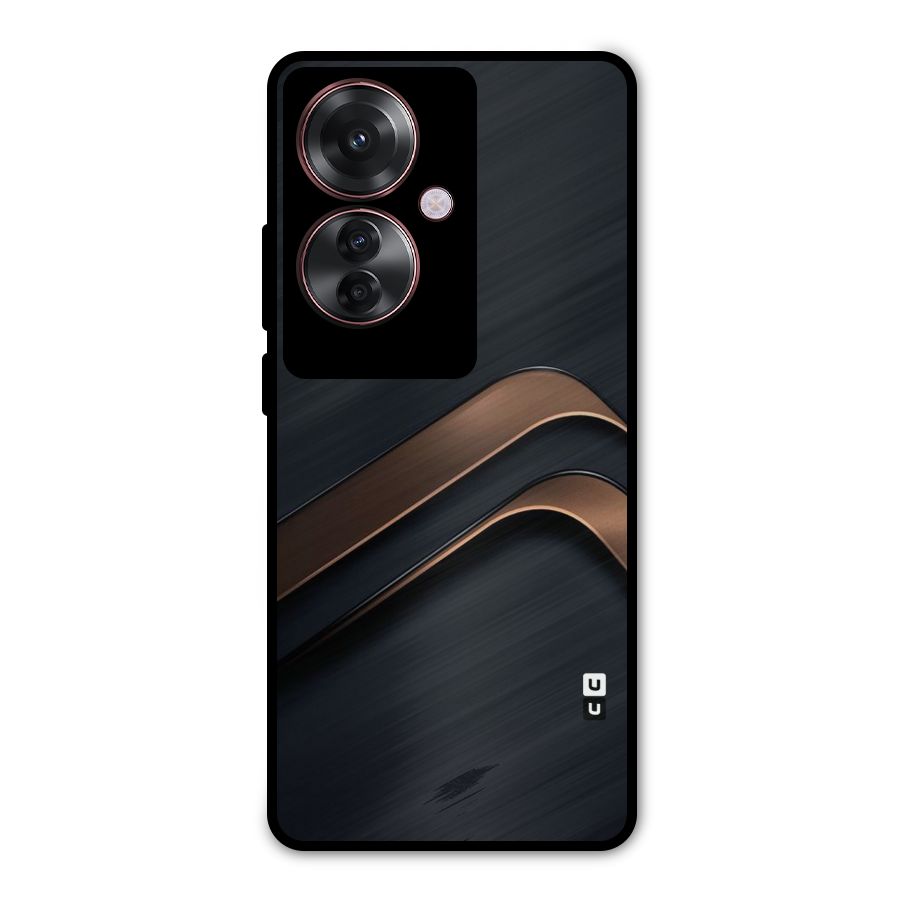 Dark Gold Stripes Metal Back Case for Oppo F25 Pro