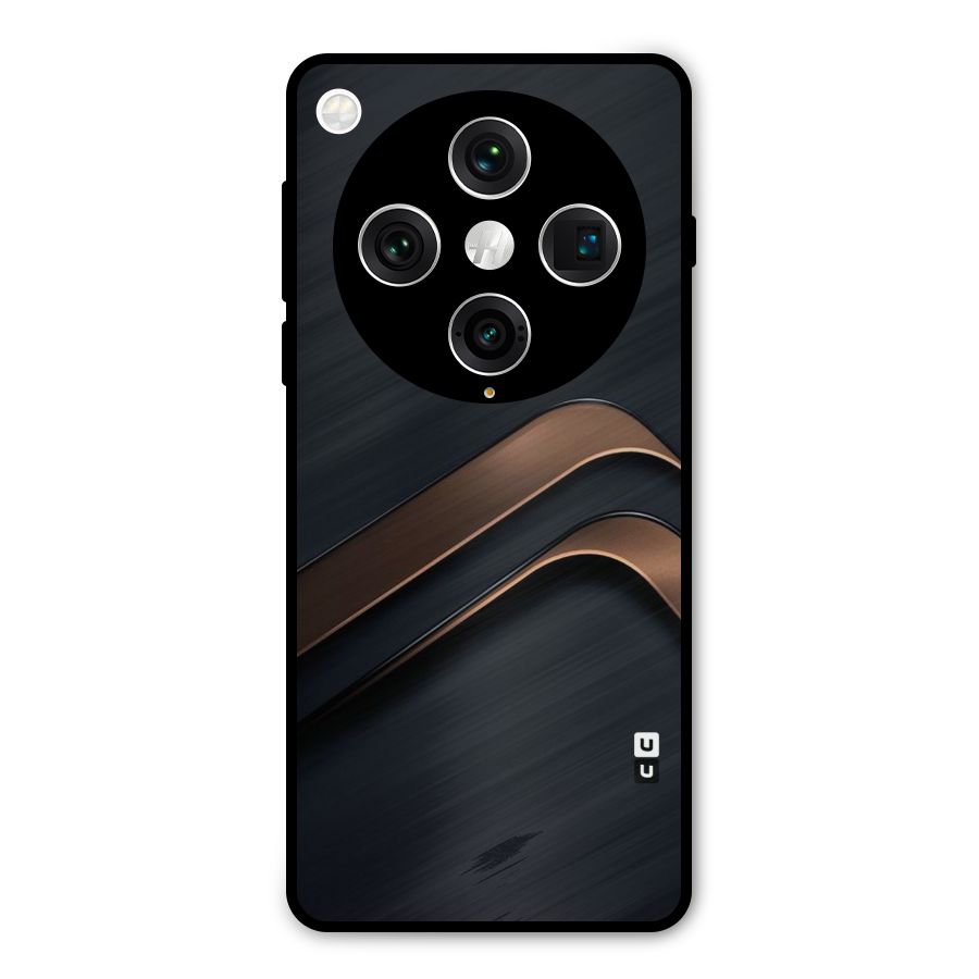 Dark Gold Stripes Metal Back Case for Oppo Find X8 Pro
