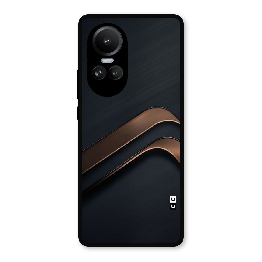 Dark Gold Stripes Metal Back Case for Oppo Reno10 Pro
