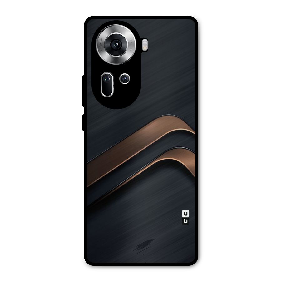 Dark Gold Stripes Metal Back Case for Oppo Reno11 5G